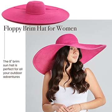 San Diego Hat Company Women's One Size Ultrabraid Extra Large Brim Floppy Hat with SPF Protection, hot Pink