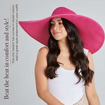 San Diego Hat Company Women's One Size Ultrabraid Extra Large Brim Floppy Hat with SPF Protection, hot Pink