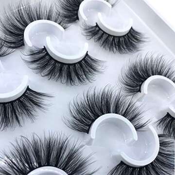 HBZGTLAD 6 Pairs Fluffy False Eyelashes Natural Faux Mink Strip 3D Lashes Pack (MDF-13)