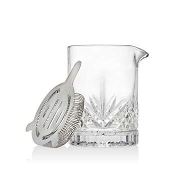 Godinger Dublin Collection Crystal Mixing Glass Pitcher Cocktail Shaker with Stainless Steel Julep Strainer