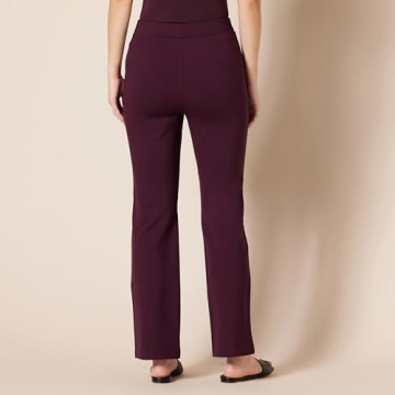 Amazon Essentials Women's Ponte Pull-On Mid Rise Ankle Length Pants, Burgundy, Large