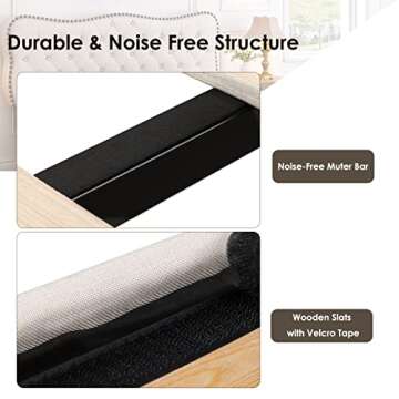 HOSTACK Upholstered Full Bed Frame with Adjustable Headboard