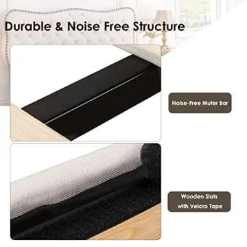 HOSTACK Upholstered Full Bed Frame with Adjustable Headboard