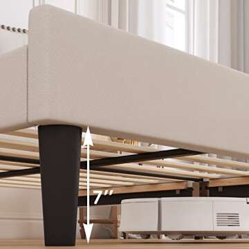 HOSTACK Upholstered Full Bed Frame with Adjustable Headboard