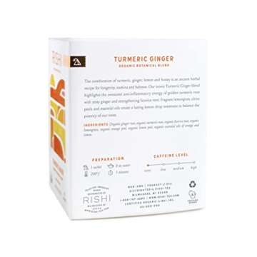 Rishi Tea Turmeric Ginger Herbal Tea | Immune Support, USDA Organic | 15 Sachets