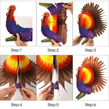 FEPITO Give Thanks Banner with Paper Colorful Turkey Pumpkin Artificial Maple Leaves Decoration Kit Total 203 PCS for Autumn Fall Party Thanksgiving Day Party Supplies Decorations