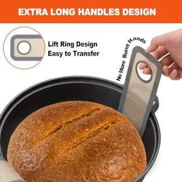 Silicone Bread Sling Oval- Non-Stick & Easy Clean Reusable Oval Silicone Baking Mat for dutch oven. With Long Handles Sourdough Bread Baking mat tools supplier Liner, 2 pcs Gray