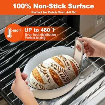 Silicone Bread Sling Oval- Non-Stick & Easy Clean Reusable Oval Silicone Baking Mat for dutch oven. With Long Handles Sourdough Bread Baking mat tools supplier Liner, 2 pcs Gray