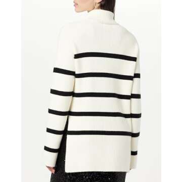 The Drop Women's Camilla Drop Shoulder Turtleneck Whisper White/Black, XS