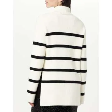 The Drop Women's Camilla Drop Shoulder Turtleneck Whisper White/Black, XS