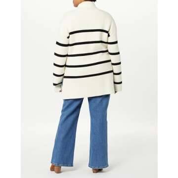 The Drop Women's Camilla Drop Shoulder Turtleneck Whisper White/Black, XS