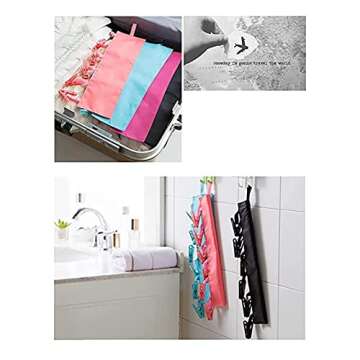 TamBee Portable Hanger Clips Travel Clothesline Travel Hangers Towel Drying Rack Clothing Hanger Fol...