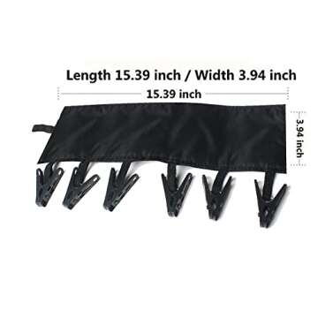 TamBee Portable Hanger Clips Travel Clothesline Travel Hangers Towel Drying Rack Clothing Hanger Folding Portable Sock Dock Swimsuit Drying Rack Hanger with 6 Clips Pack of 3 (Black)