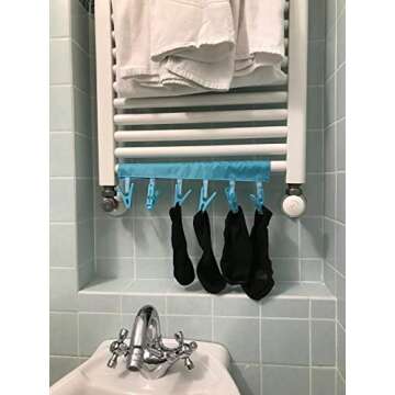 TamBee Portable Hanger Clips Travel Clothesline Travel Hangers Towel Drying Rack Clothing Hanger Folding Portable Sock Dock Swimsuit Drying Rack Hanger with 6 Clips Pack of 3 (Black)