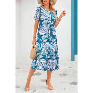 PRETTYGARDEN Women's Floral Bohemian Midi Dress