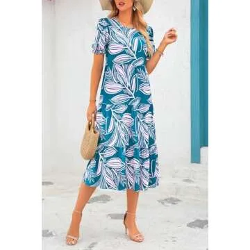 PRETTYGARDEN Women's Floral Bohemian Midi Dress