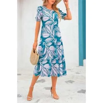 PRETTYGARDEN Women's Floral Bohemian Midi Dress