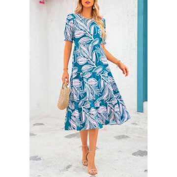 PRETTYGARDEN Women's Floral Bohemian Midi Dress