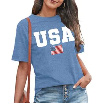 MAIHUN American Flag Shirt for Women 4th of July Tee