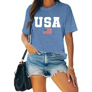 MAIHUN American Flag Shirt for Women 4th of July Tee