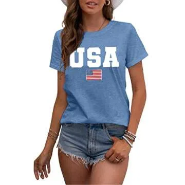 MAIHUN American Flag Shirt for Women 4th of July Tee