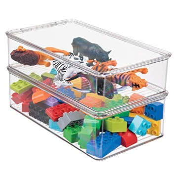 mDesign Plastic Storage Organizer Boxes - 2 Pack for Kids