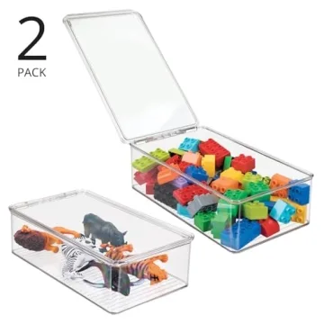 mDesign Plastic Storage Organizer Boxes - 2 Pack for Kids