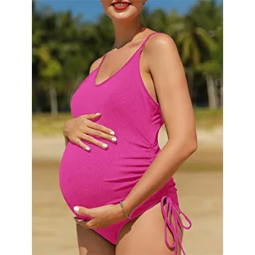 Stylish Summer Mae Maternity Swimsuit in Bright Pink