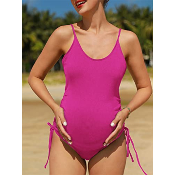 Stylish Summer Mae Maternity Swimsuit in Bright Pink