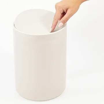 mDesign Slim Round Trash Can - Perfect for Small Bathrooms