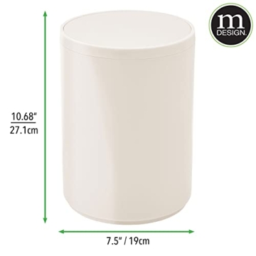 mDesign Slim Round Trash Can - Perfect for Small Bathrooms