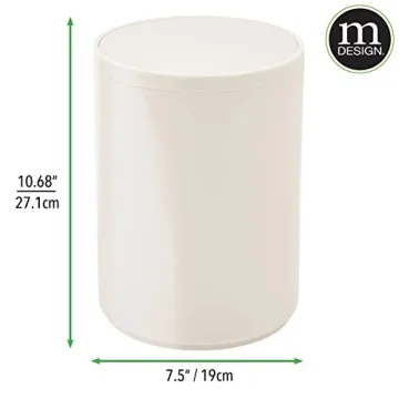 mDesign Slim Round Trash Can - Perfect for Small Bathrooms