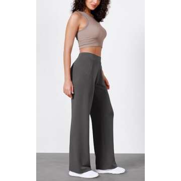 ODODOS Women's Modal Soft Wide Leg Pants Elastic High Waist Casual Lounge Relaxed Pants with Pockets - 27" Inseam, Charcoal, X-Large