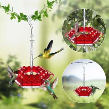 Sherem Hummingbird Feeder, 2025 New Shirem Hummingbirds Feeder, Ant and Bee Proof, Hummingbird Feede...