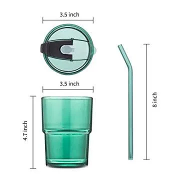 BLUEPOLAR 13oz/400ml Tumbler Water Glass, Glass Coffee Cups with Lids and Straws, Iced Tea Cups Insu...