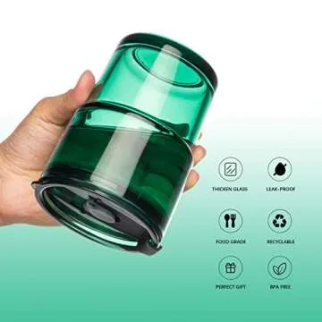 BLUEPOLAR 13oz/400ml Tumbler Water Glass, Glass Coffee Cups with Lids and Straws, Iced Tea Cups Insulated Glass Cup, Green