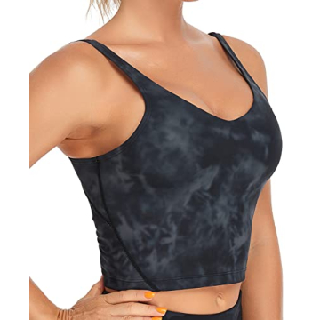 Oalka Sports Bra Longline Padded Yoga Top for Women