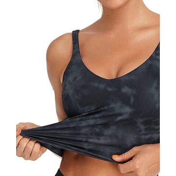 Oalka Sports Bra Longline Padded Yoga Top for Women