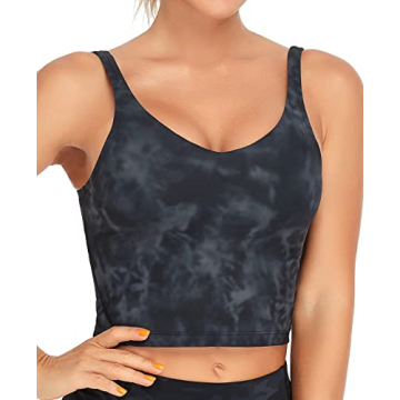 Oalka Sports Bra Longline Padded Yoga Top for Women