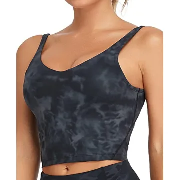 Oalka Sports Bra Longline Padded Yoga Top for Women