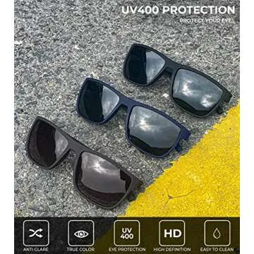 KALIYADI Polarized Sunglasses Men, Lightweight Mens Sunglasses Polarized UV Protection Driving Fishing Golf (Black/Brown/Dark Blue&Grey)