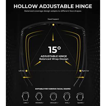 KALIYADI Polarized Sunglasses Men, Lightweight Mens Sunglasses Polarized UV Protection Driving Fishing Golf (Black/Brown/Dark Blue&Grey)