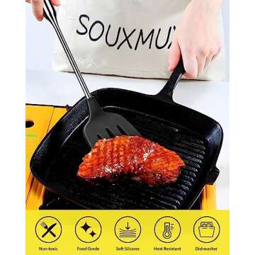 4 Pcs Silicone Kitchen Utensils Set, Spatulas-Slotted Turner-Ladles-Slotted Spoon, Nonstick BPA Free High Heat Resistant Cooking Utensils for Frying, Mixing, Serving, Draining, Turning, Stirring