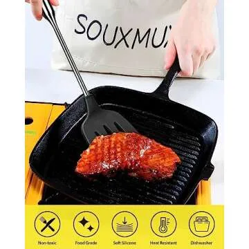 4 Pcs Silicone Kitchen Utensils Set, Spatulas-Slotted Turner-Ladles-Slotted Spoon, Nonstick BPA Free High Heat Resistant Cooking Utensils for Frying, Mixing, Serving, Draining, Turning, Stirring