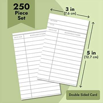 Library Checkout Cards, Due Date Note Cards for Record Keeping (3x5 in, 250 Pack)