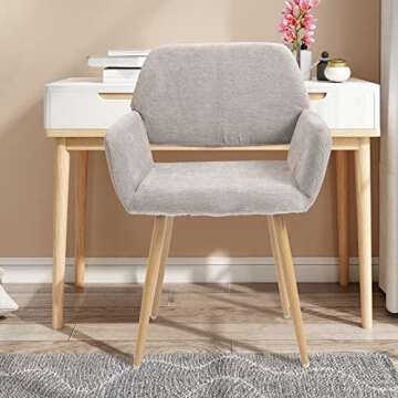 HomVent Fabric Makeup Desk Chair Vanity Chair,Modern Home Office Chair with Arms and Wood Painting Metal Leg for Bedroom Living Room Vanity Dining Room