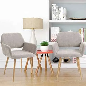 HomVent Fabric Makeup Desk Chair Vanity Chair,Modern Home Office Chair with Arms and Wood Painting Metal Leg for Bedroom Living Room Vanity Dining Room