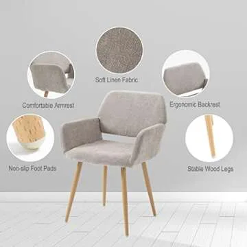 HomVent Fabric Makeup Desk Chair Vanity Chair,Modern Home Office Chair with Arms and Wood Painting Metal Leg for Bedroom Living Room Vanity Dining Room