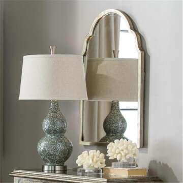 Beaumont Lane Arch Wall Mirror Moroccan Inspired Design with Metal Frame in Oxidized Silver Champagne