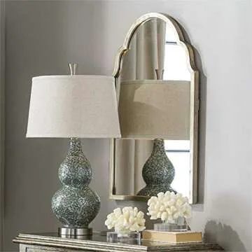 Beaumont Lane Arch Wall Mirror Moroccan Inspired Design with Metal Frame in Oxidized Silver Champagne